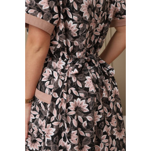 Халат женский 008 кулирка (р-ры: 54-74) коричневый-цветы