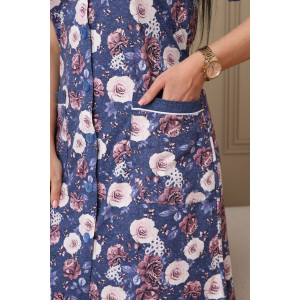 Халат женский 084 кулирка (р-ры: 48-62) синий-розовый