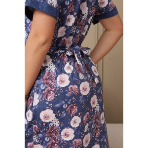 Халат женский 084 кулирка (р-ры: 48-62) синий-розовый