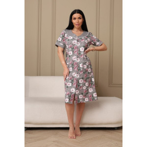 Халат женский 084 кулирка (р-ры: 48-62) серый-розы