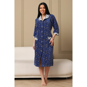 Халат женский 177/2 велюр (р-ры: 48-62) индиго-белый Халат женский 177/2 велюр (р-ры: 48-62) индиго-белый