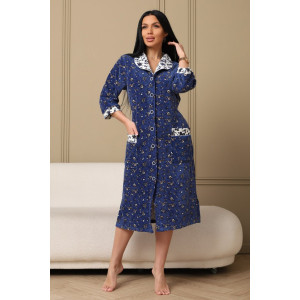 Халат женский 177/2 велюр (р-ры: 48-62) индиго-белый Халат женский 177/2 велюр (р-ры: 48-62) индиго-белый