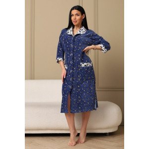 Халат женский 177/2 велюр (р-ры: 48-62) индиго-белый Халат женский 177/2 велюр (р-ры: 48-62) индиго-белый