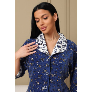 Халат женский 177/2 велюр (р-ры: 48-62) индиго-белый Халат женский 177/2 велюр (р-ры: 48-62) индиго-белый