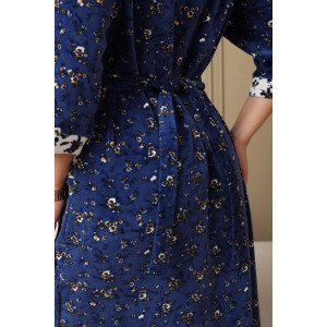 Халат женский 177/2 велюр (р-ры: 48-62) индиго-белый Халат женский 177/2 велюр (р-ры: 48-62) индиго-белый