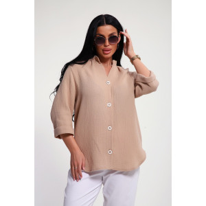 Рубашка женская №32745 муслин (р-ры: 48-58) капучино Рубашка женская №32745 муслин (р-ры: 48-58) капучино