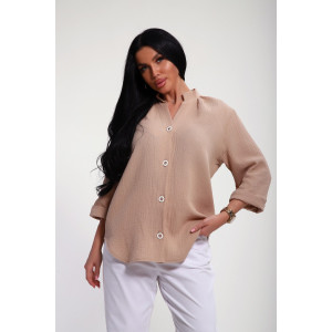 Рубашка женская №32745 муслин (р-ры: 48-58) капучино Рубашка женская №32745 муслин (р-ры: 48-58) капучино