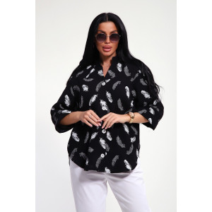 Рубашка женская №32745 муслин (р-ры: 48-58) черный Рубашка женская №32745 муслин (р-ры: 48-58) черный