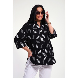 Рубашка женская №32745 муслин (р-ры: 48-58) черный Рубашка женская №32745 муслин (р-ры: 48-58) черный