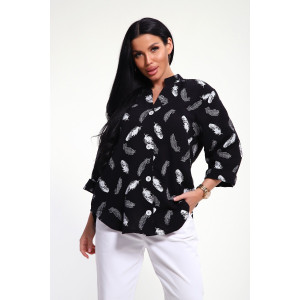 Рубашка женская №32745 муслин (р-ры: 48-58) черный Рубашка женская №32745 муслин (р-ры: 48-58) черный