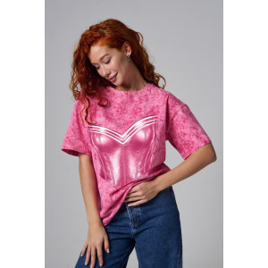 Футболка женская №8594 кулирка (р-ры: 42-56) фуксия-корсет Футболка женская №8594 кулирка (р-ры: 42-56) фуксия-корсет