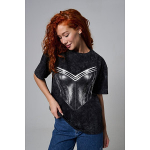 Футболка женская №8594 кулирка (р-ры: 42-56) черный-корсет Футболка женская №8594 кулирка (р-ры: 42-56) черный-корсет