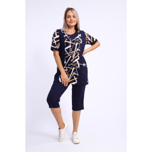 Костюм двойка женский №260 кулирка (р-ры: 50-68) темно-синий