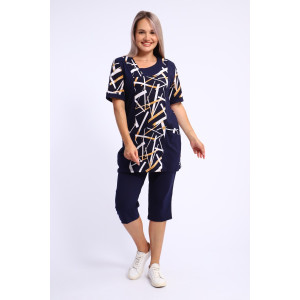 Костюм двойка женский №260 кулирка (р-ры: 50-68) темно-синий