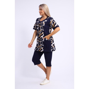 Костюм двойка женский №260 кулирка (р-ры: 50-68) темно-синий