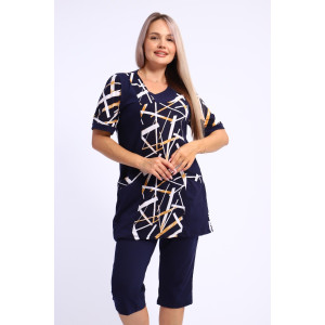 Костюм двойка женский №260 кулирка (р-ры: 50-68) темно-синий