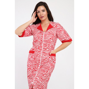 Халат женский №39048 футер 2-х нитка (р-ры: 46-64) красный