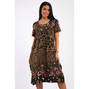 Платье женское ЕПЛ-1049 кулирка (последний размер) коричневый 58