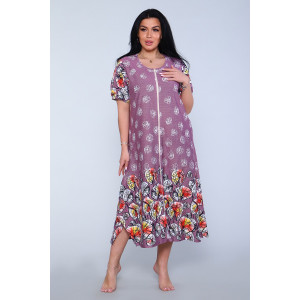 Халат женский №27102 кулирка (р-ры: 50-64) сиреневый Халат женский №27102 кулирка (р-ры: 50-64) сиреневый