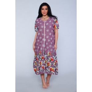 Халат женский №27102 кулирка (р-ры: 50-64) сиреневый Халат женский №27102 кулирка (р-ры: 50-64) сиреневый