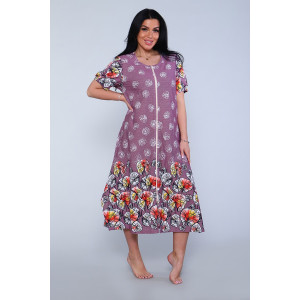 Халат женский №27102 кулирка (р-ры: 50-64) сиреневый Халат женский №27102 кулирка (р-ры: 50-64) сиреневый