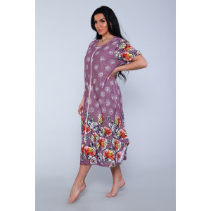 Халат женский №27102 кулирка (р-ры: 50-64) сиреневый Халат женский №27102 кулирка (р-ры: 50-64) сиреневый