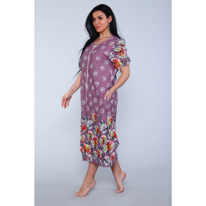 Халат женский №27102 кулирка (р-ры: 50-64) сиреневый Халат женский №27102 кулирка (р-ры: 50-64) сиреневый