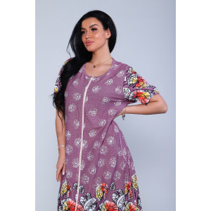 Халат женский №27102 кулирка (р-ры: 50-64) сиреневый Халат женский №27102 кулирка (р-ры: 50-64) сиреневый