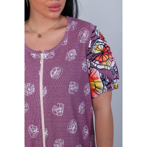 Халат женский №27102 кулирка (р-ры: 50-64) сиреневый Халат женский №27102 кулирка (р-ры: 50-64) сиреневый