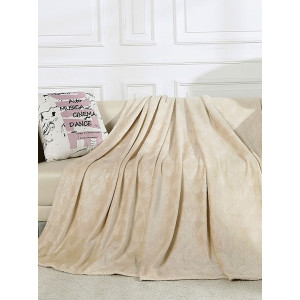 Плед велсофт жаккард "Магнолия" бежевый