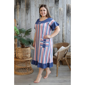 Платье женское №9105 кулирка (последний размер) джинс 58 Платье женское №9105 кулирка (последний размер) джинс 58