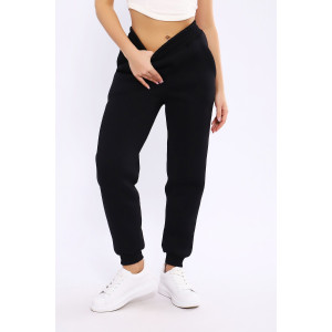 Брюки женские №36868 футер 3-х нитка с начесом (последний размер) черный 46