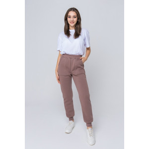 Брюки женские №8293 футер 3-х нитка с начесом (последний размер) капучино 52