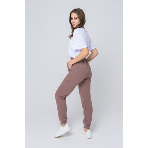 Брюки женские №8293 футер 3-х нитка с начесом (последний размер) капучино 52