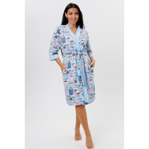 Пеньюар двойка женский 2089 кулирка (последний размер) голубой 54,56