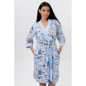 Пеньюар двойка женский 2089 кулирка (последний размер) голубой 54,56