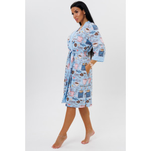 Пеньюар двойка женский 2089 кулирка (последний размер) голубой 54,56