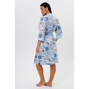 Пеньюар двойка женский 2089 кулирка (последний размер) голубой 54,56