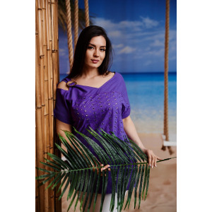 Туника женская №9182 шитье (последний размер) фиолетовый 54 Туника женская №9182 шитье (последний размер) фиолетовый 54