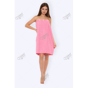 Парео женское махровое на кнопках розовый Парео женское махровое на кнопках розовый