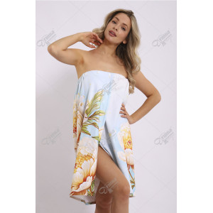 Парео женское махровое на кнопках "Пионы" рис.1 Парео женское махровое на кнопках "Пионы" рис.1