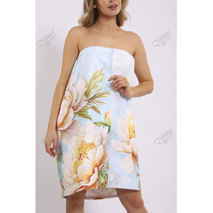 Парео женское махровое на кнопках "Пионы" рис.1 Парео женское махровое на кнопках "Пионы" рис.1