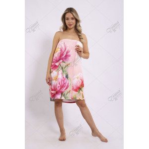 Парео женское махровое на кнопках "Пионы" рис.2 Парео женское махровое на кнопках "Пионы" рис.2