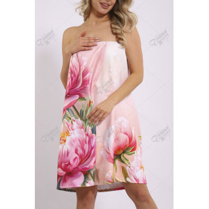 Парео женское махровое на кнопках "Пионы" рис.2 Парео женское махровое на кнопках "Пионы" рис.2