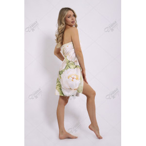 Парео женское махровое на кнопках "Пионы" рис.3 Парео женское махровое на кнопках "Пионы" рис.3