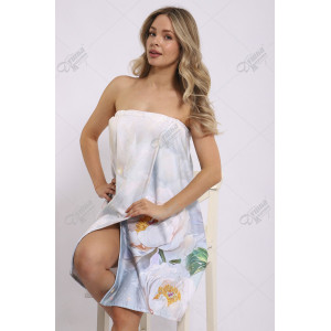 Парео женское махровое на кнопках "Пионы" рис.4 Парео женское махровое на кнопках "Пионы" рис.4