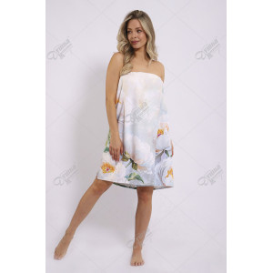 Парео женское махровое на кнопках "Пионы" рис.4 Парео женское махровое на кнопках "Пионы" рис.4