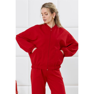 Бомбер женский "Баланс-1" футер 2-х нитка с полиэстером (р-ры: 46-56) красный