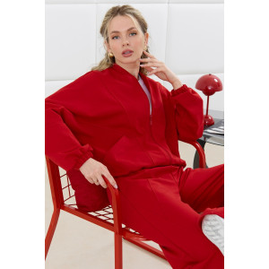 Бомбер женский "Баланс-1" футер 2-х нитка с полиэстером (р-ры: 46-56) красный