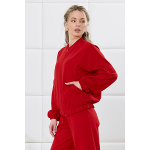 Бомбер женский "Баланс-1" футер 2-х нитка с полиэстером (р-ры: 46-56) красный